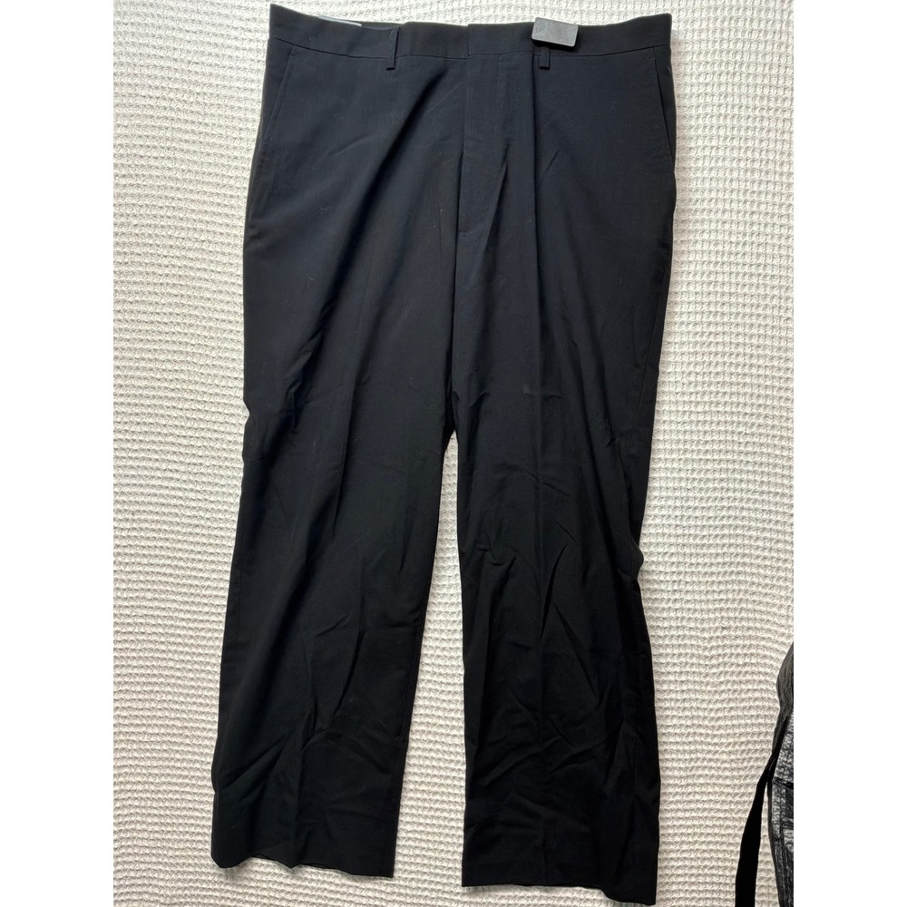 Claiborne Dress Pants Mens 36x30 Black Flat Front Straight Leg Stretch Trousers
